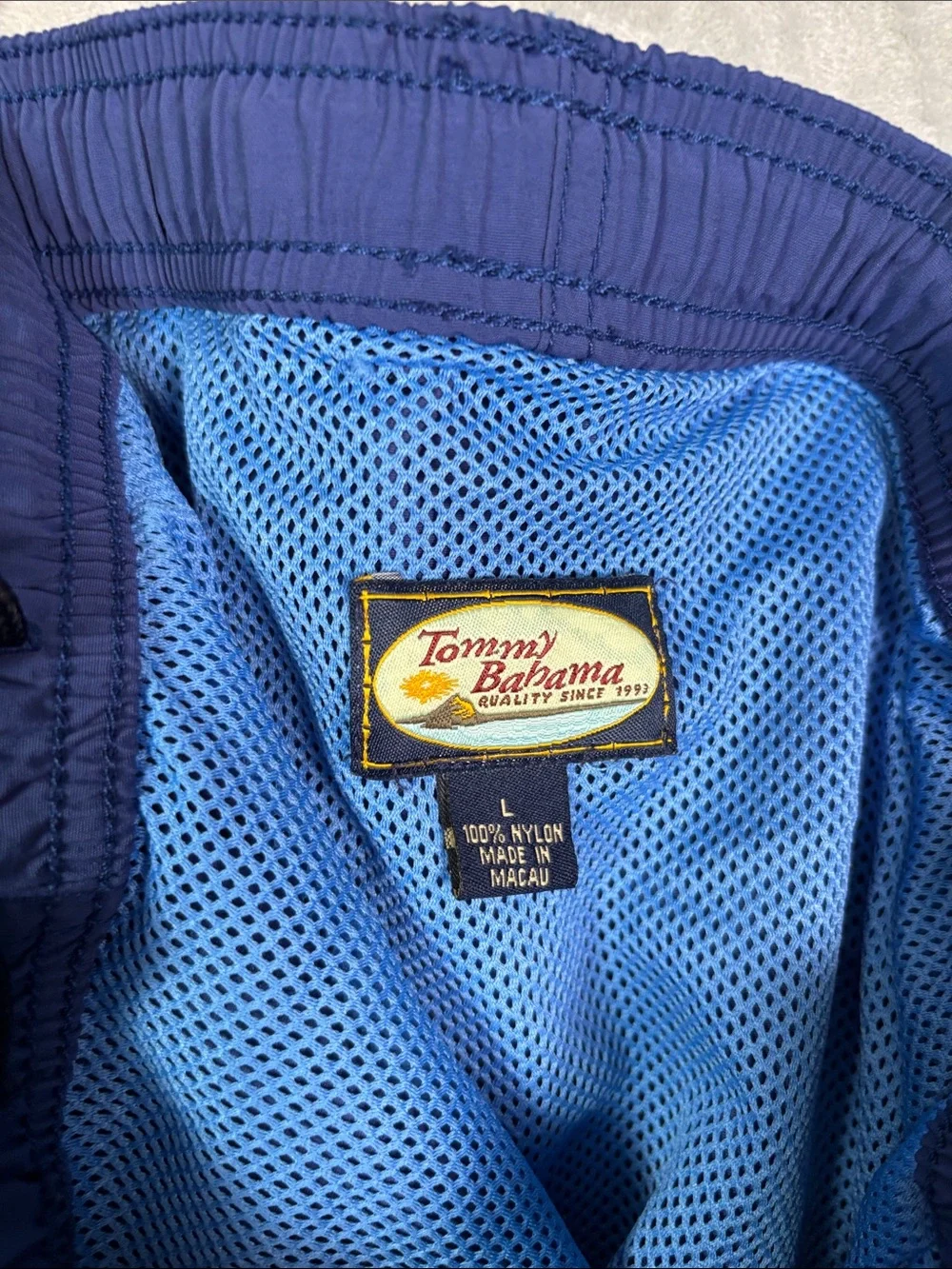 Tommy Bahama Blue Mesh Lined Swim Trunks Size Large